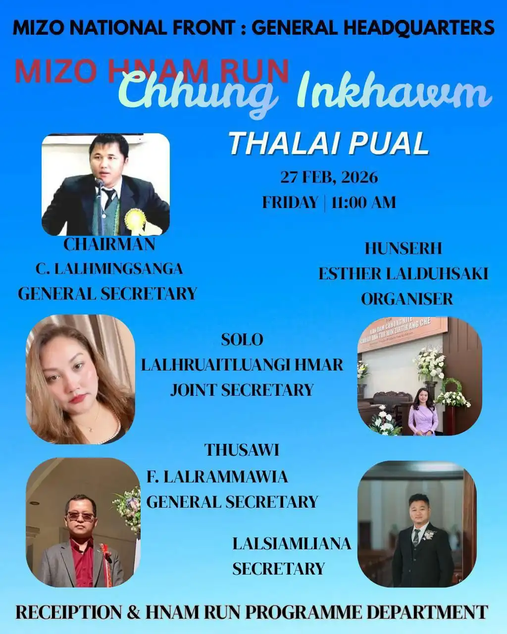 February 27 Mizo Hnam Run Inkhawm Thalai pual
