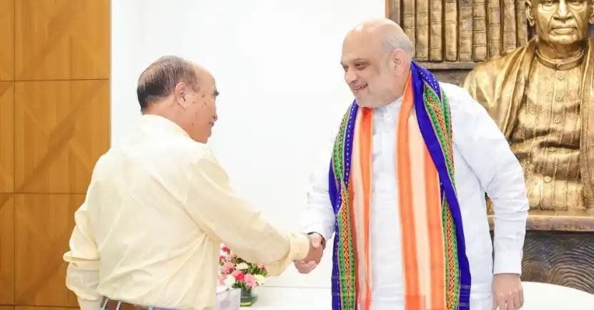 MNF President Zoramthanga leh Union Home Minister Amit Shah inkawm