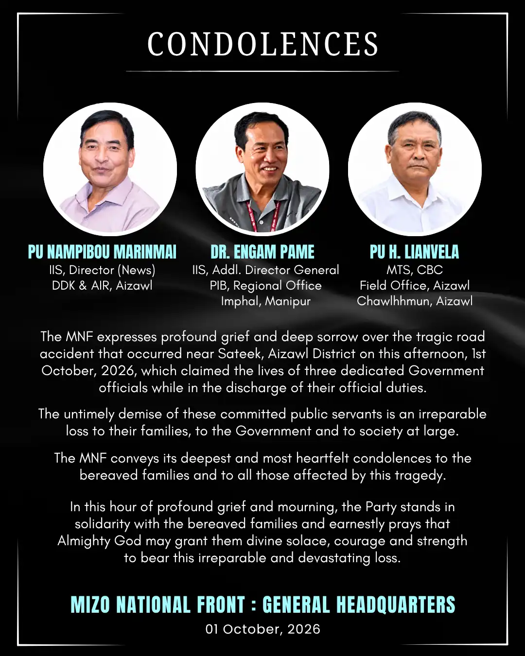 CONDOLENCES MESSAGE